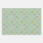 水彩生まれたばかりのイラストレーションベビシャワー ラッピングペーパーシート (正面2)