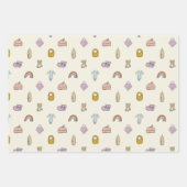 水彩生まれたばかりのイラストレーションベビシャワー ラッピングペーパーシート (正面)