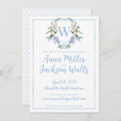 水彩生姜ジャガーモノグラムクレスト、青い白 セーブザデート (正面/裏面)