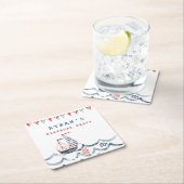 水彩生誕祭航海のパーティモノグラム スクエアペーパーコースター (インサイチュ)