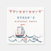 水彩生誕祭航海のパーティモノグラム スタンダードカクテルナプキン (正面)