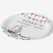 水彩生誕祭航海のパーティモノグラム ペーパープレート (アングル)