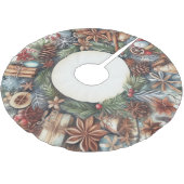 水彩田園クリスマスホリデー ブラッシュドポリエステルツリースカート (アングル)