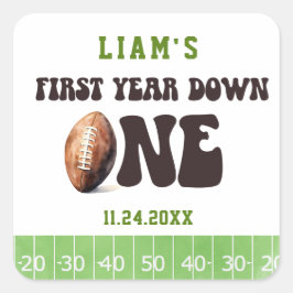 水彩男の赤ちゃんサッカー初年ダウン スクエアシール