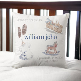 水彩男の赤ちゃん子供部屋誕生統計キープサケ クッション