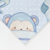 水彩男の赤ちゃん青い文様おもちゃ付き フリースブランケット (角)