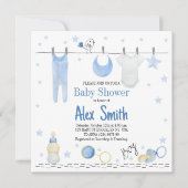 水彩男の赤ちゃん 招待状 (正面)