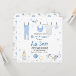 水彩男の赤ちゃん 招待状