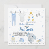 水彩男の赤ちゃん 招待状 (正面)