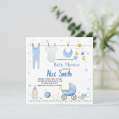 水彩男の赤ちゃん 招待状 (スタンド正面)