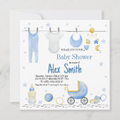 水彩男の赤ちゃん 招待状 (正面)