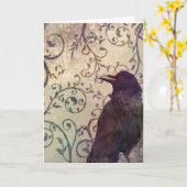 水彩画およびインクカラスのバースデー・カード カード (黄色い花)