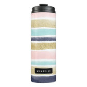 水彩画およびフェイクなグリッターは縞で飾ります タンブラー (正面)