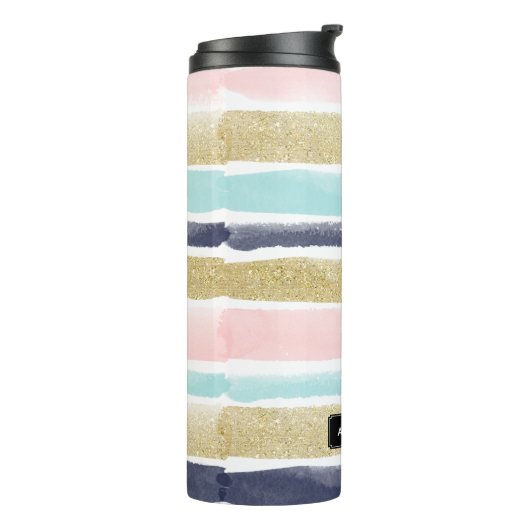 水彩画およびフェイクなグリッターは縞で飾ります タンブラー (回転左)