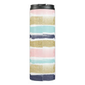 水彩画およびフェイクなグリッターは縞で飾ります タンブラー (裏面)