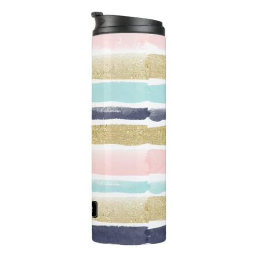 水彩画およびフェイクなグリッターは縞で飾ります タンブラー (回転右)