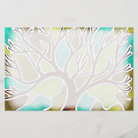 水彩画およびペン及びインク木 便箋 (正面)