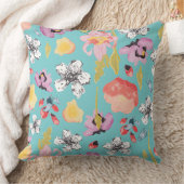 水彩画および粗かった様式化された花の枕 クッション (ブランケット)