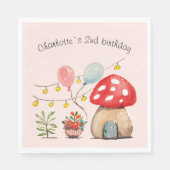 水彩画かわいいキノコと花 スタンダードランチョンナプキン (正面)