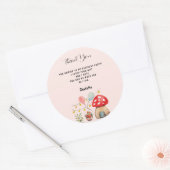 水彩画かわいいキノコと花 ラウンドシール (封筒)