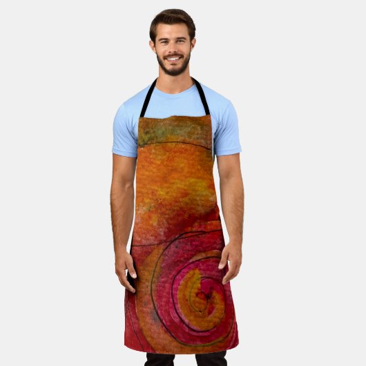 水彩画かわいらし画抽象芸術 エプロン (着用した状態)