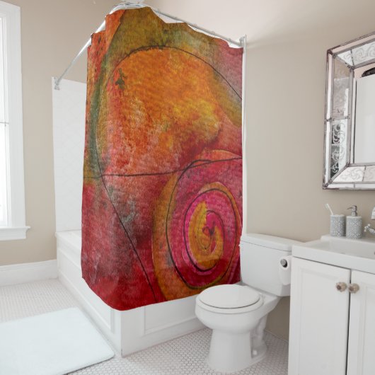 水彩画かわいらし画抽象芸術 シャワーカーテン (インサイチュ)