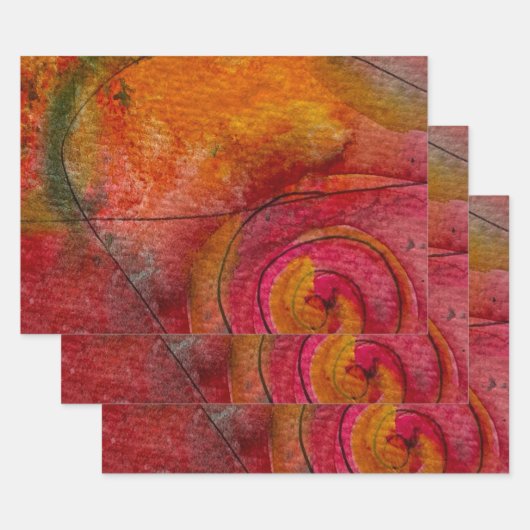 水彩画かわいらし画抽象芸術 ラッピングペーパーシート (セット)