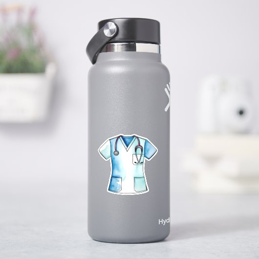水彩画くず及び聴診器 シール (HydroFlask)