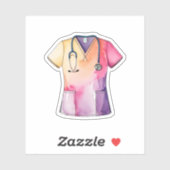 水彩画くず及び聴診器 シール (シート)