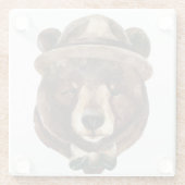 水彩画くまのファッション ガラスコースター (裏面)