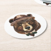 水彩画くまのファッション ラウンドペーパーコースター (アングル)