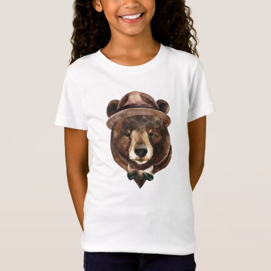 水彩画くまのファッション Tシャツ (正面)