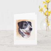 水彩画で作成される犬のポートレート カード (黄色い花)
