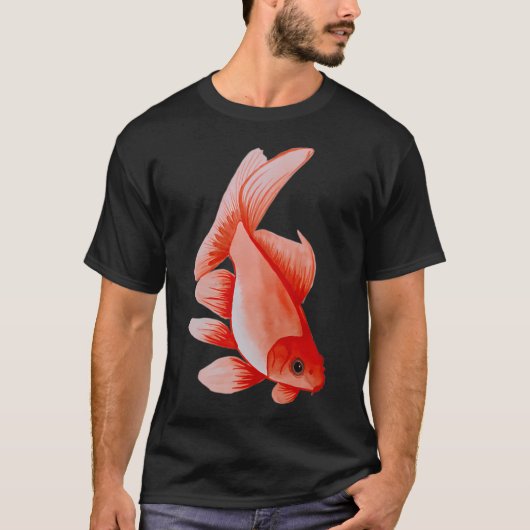 水彩画で手描きされたオレンジ色の魚 Tシャツ (正面)