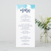 水彩画で描いた爽やかなアクアブルーのウェディングメニュー メニュー (スタンド正面)