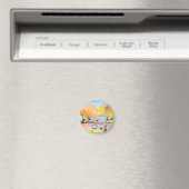 水彩画で描いた街の秋の風景 マグネット (インサイチュ (食洗機))