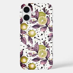 水彩画で描かれたグリーンの葉の詳細 iPhone 16ケース
