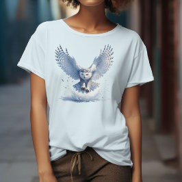 水彩画で描かれたスワイプ中のシロフクロウ Tシャツ