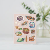 水彩画で描かれたフィリピン伝統料理 - ピノイ ポストカード (スタンド正面)