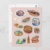 水彩画で描かれたフィリピン伝統料理 - ピノイ ポストカード (正面/裏面)
