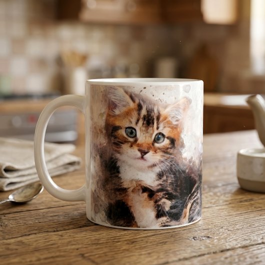 水彩画で描かれた三匹のかわいい子猫 コーヒーマグカップ