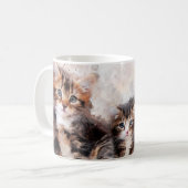 水彩画で描かれた三匹のかわいい子猫 コーヒーマグカップ (正面左)