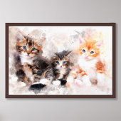 水彩画で描かれた三匹のかわいい子猫 フォトプリント