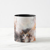 水彩画で描かれた三匹のかわいい子猫 マグカップ (中央)