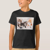 水彩画で描かれた三匹のかわいい子猫 Tシャツ (正面)