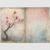 水彩画で描かれた春のモクレン 薄葉紙 (正面)