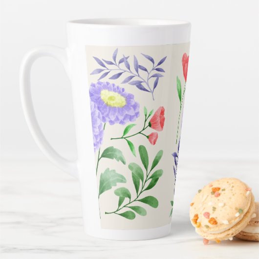 水彩画で描かれた花のセット カフェラテマグ (インサイチュ)