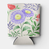 水彩画で描かれた花のセット 缶クーラー (正面)