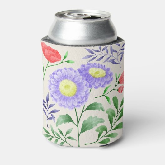 水彩画で描かれた花のセット 缶クーラー (缶裏面)