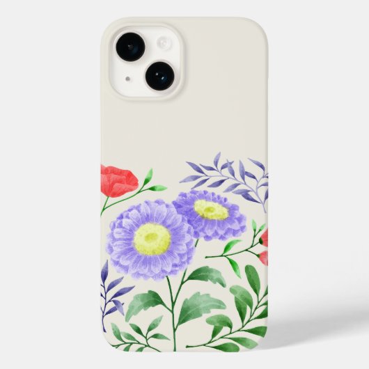 水彩画で描かれた花のセット Case-Mate iPhoneケース (裏面)